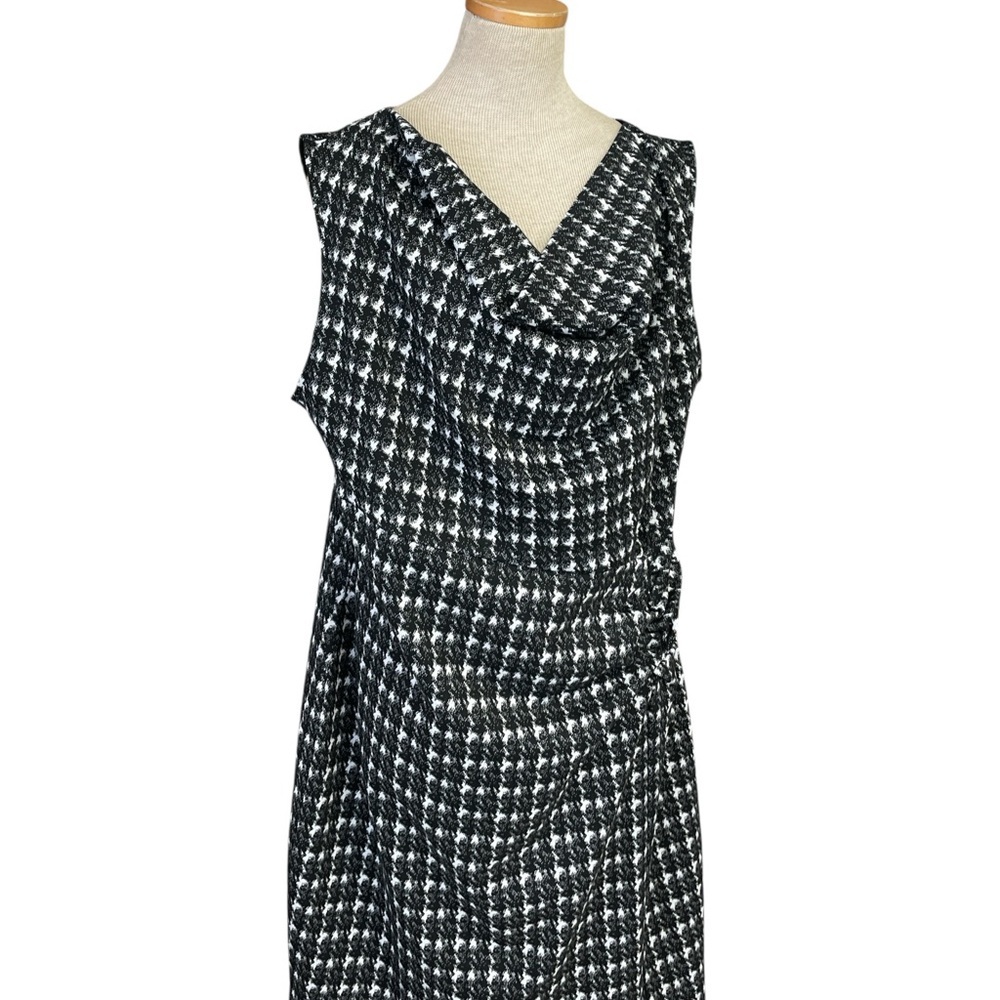 Banana Republic Black White Houndstooth Sheath Dress Drape Neck Size XL - Picture 7 of 13